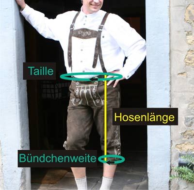 Masstabelle für Lederhosen